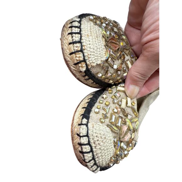 Brian Atwood Hardesty Canvas Rhinestone Capped Woven Espadrile Flat Sz: 6 - Picture 8 of 10